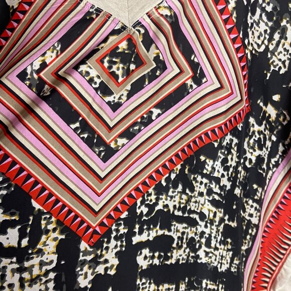 Cabi Size Small Silk Scarf Blouse Aztec Print Long Sleeve Oversized Flowy 768 - Picture 3 of 6